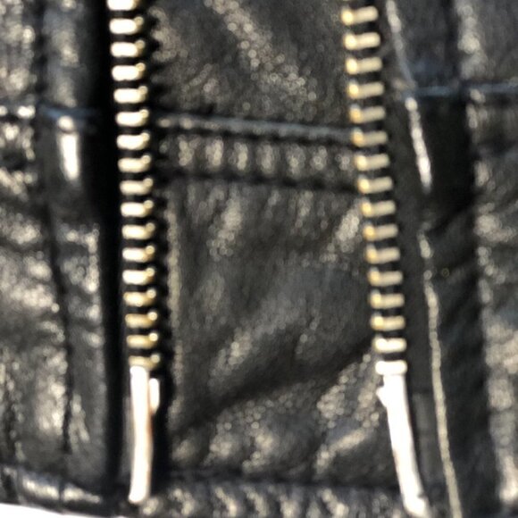 ALLSAINTS Men's/Unisex Conroy Crinkled Leather Biker Moto Jacket Black Olive XS - Picture 15 of 16